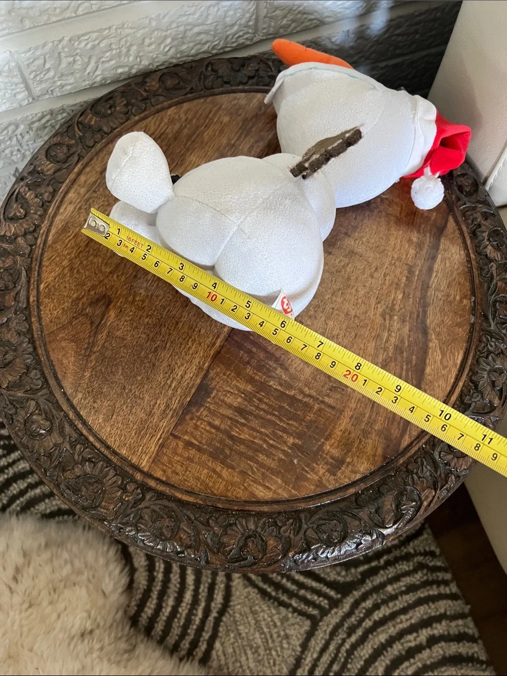 Large Olaf Plush Holiday Decor - White Snowman Plush with Orange Carrot Nose